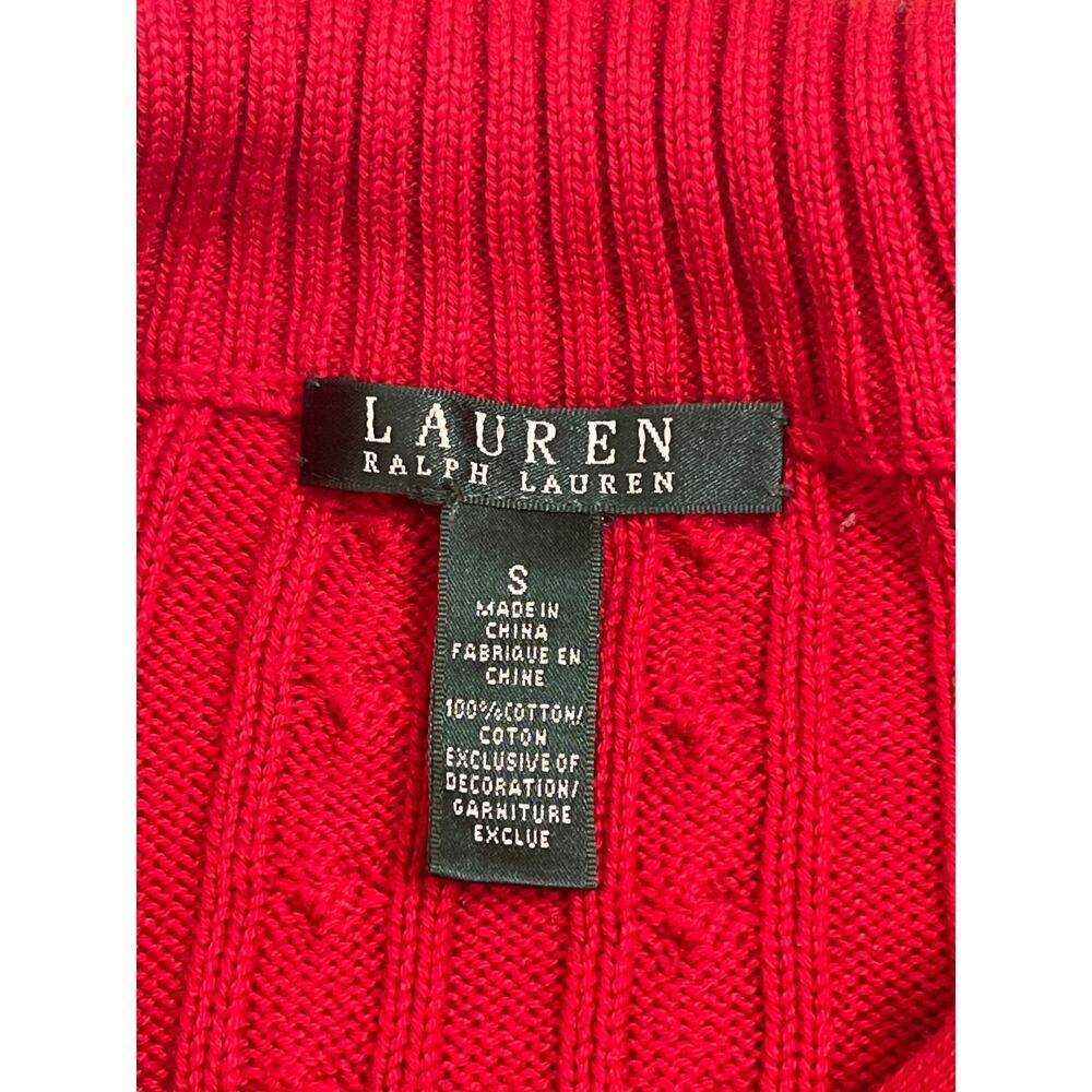 Lauren Ralph Lauren cable-knit zip sweater embroidered crest logo, size small - Picture 3 of 10